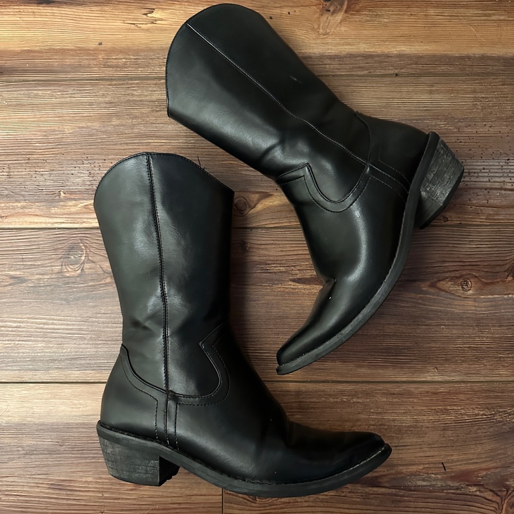 Solid black cowboy boots